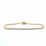 Load image into Gallery viewer, BTF65392TQ. 14k Solid Gold Diamond and Turquoise Beaded Bracelet