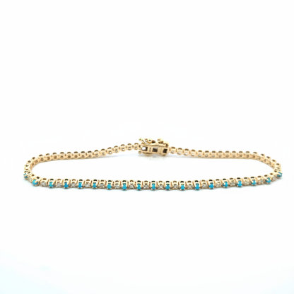 BTF65392. 14k Solid Gold Diamond and Gemstone Beaded Bracelet