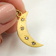 Diamond Sterling Silver Moon and Stars Pendant