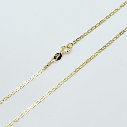 14k Solid Gold Flat Marina Link Chain