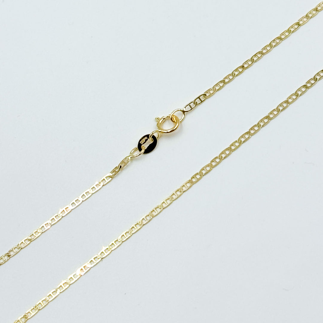  14k Solid Gold Flat Marina Link Chain