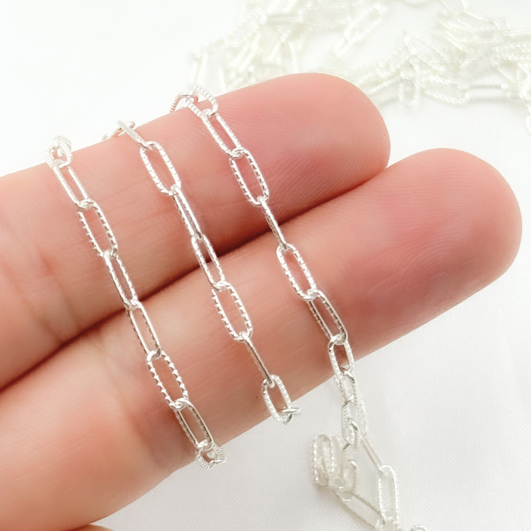 925 Sterling Silver Flat Paperclip Link Chain. 2505LSS