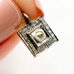 Load image into Gallery viewer, DC459. Diamond Sterling Silver Square Charm with Polki Diamond
