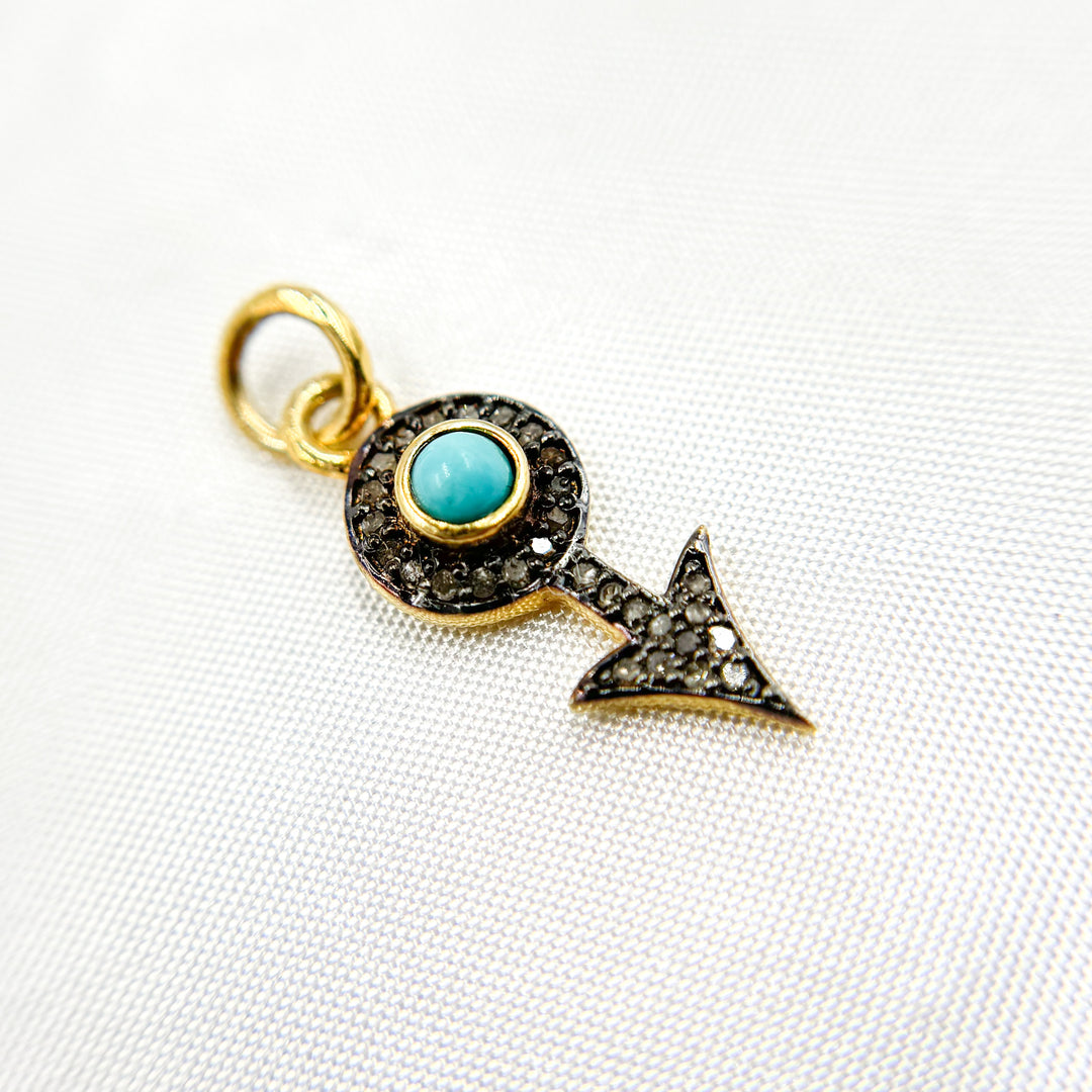 DC364. Diamond Silver Arrow Mini Charm with Gemstone