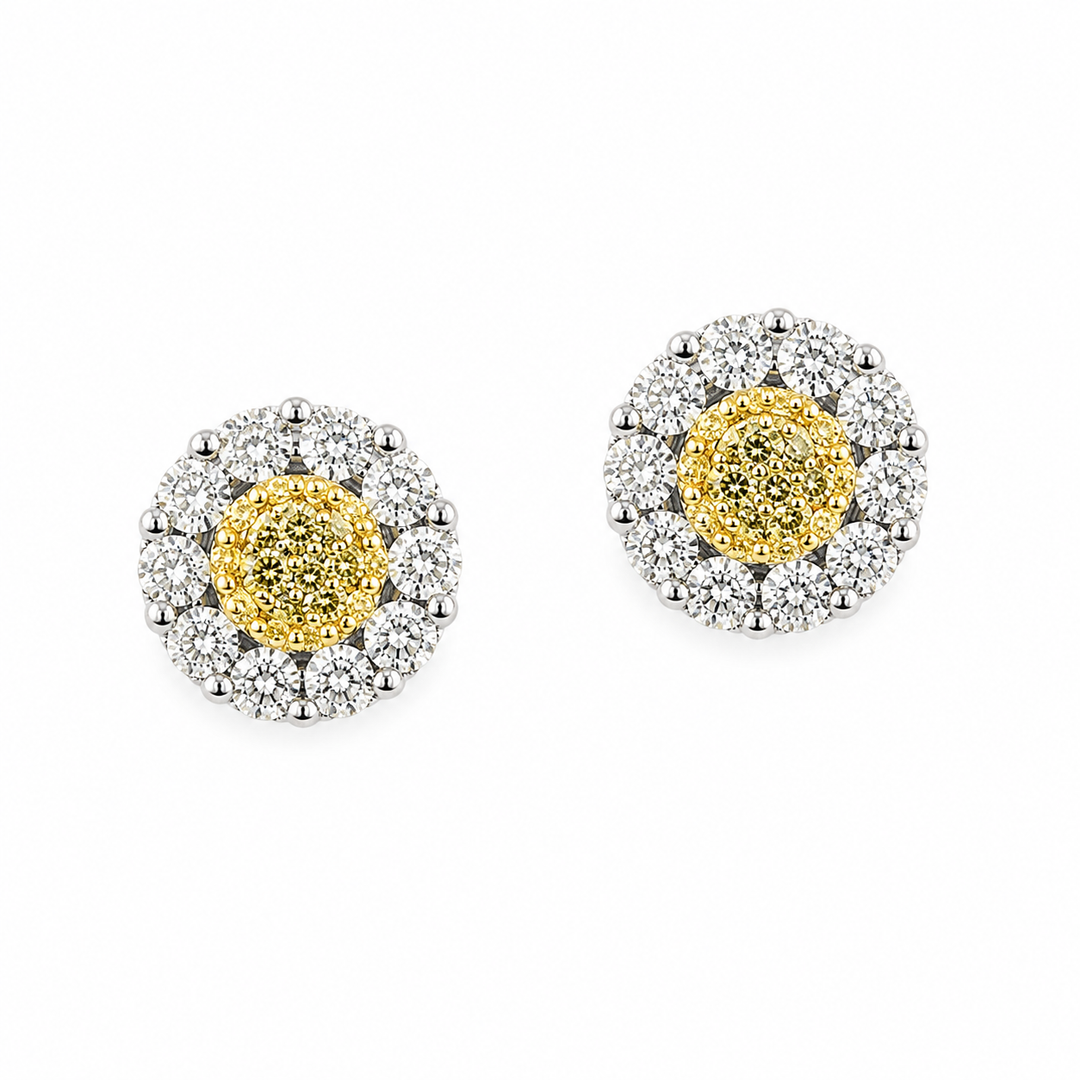 EFB50704. 14K Solid Gold and Diamonds Circle Earrings