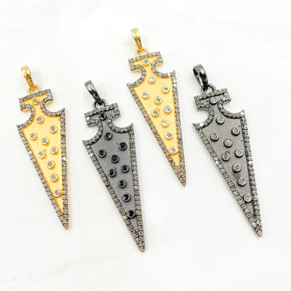 DP126. Diamond Silver Arrow Head Pendant with Gemstone
