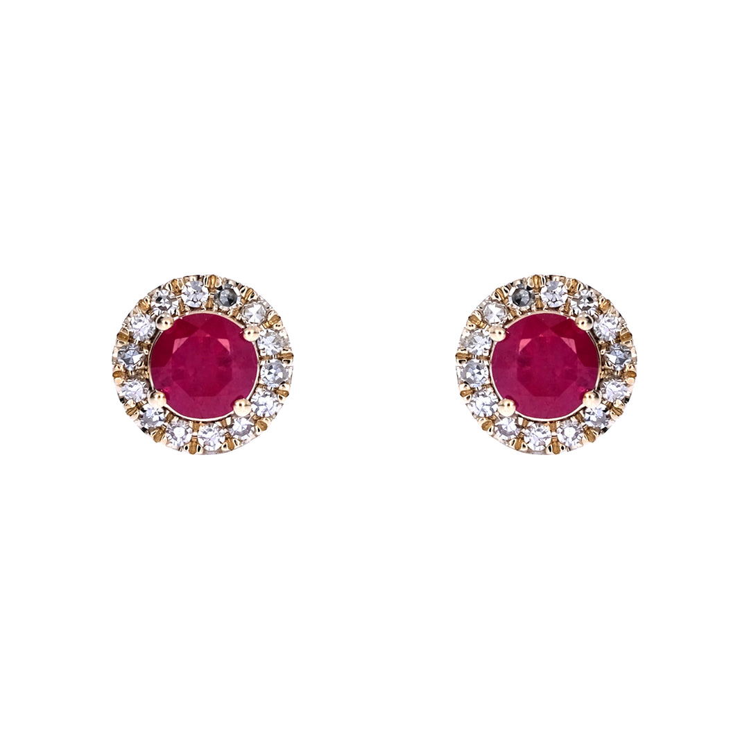 EFC54135. 14K Solid Yellow Gold Diamond and Gemstone Stud Earring
