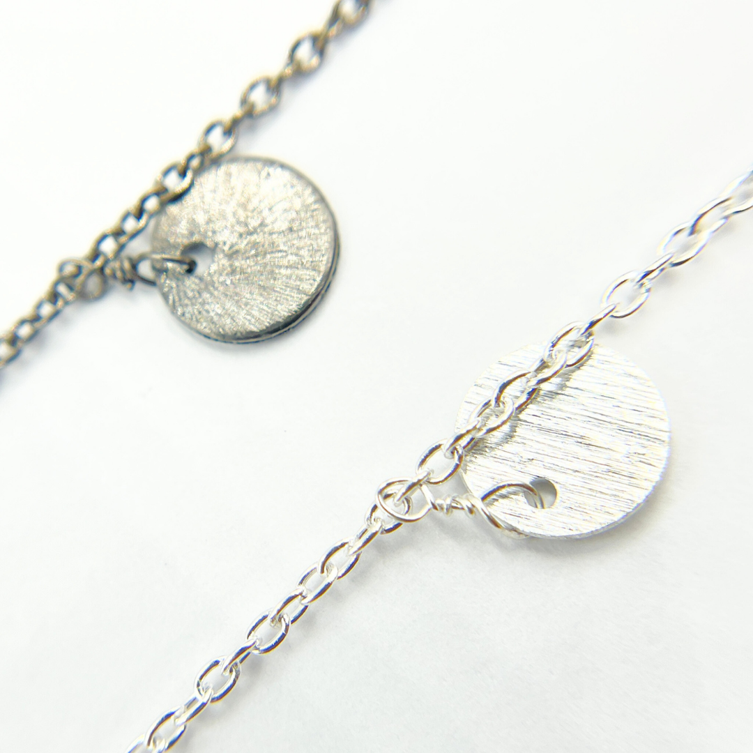 301D. Sterling Silver Disc Dangle Wire Chain