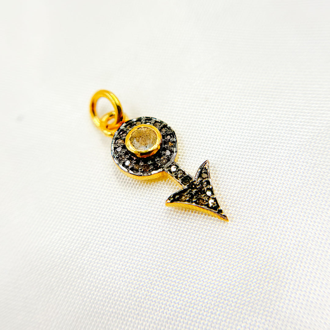 DC364. Diamond Silver Arrow Mini Charm with Gemstone