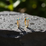 Load image into Gallery viewer, HP404198. 14k Solid Gold Diamond and Gemstone Snake Hoop Earrings