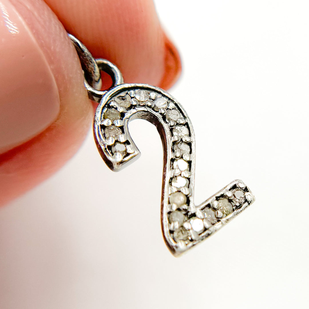 DC509. Diamond Sterling Silver Number "2" Charm