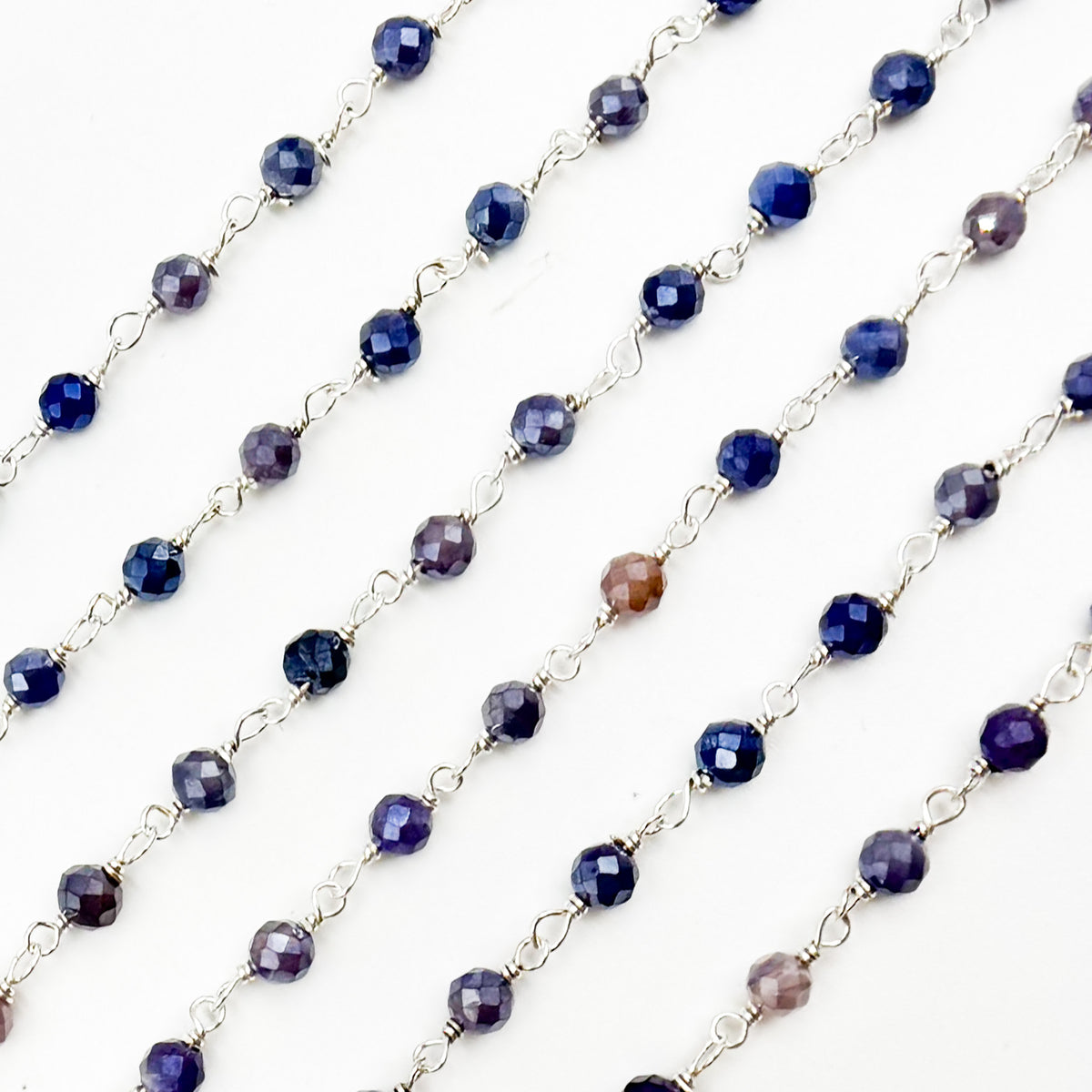 Buy Coated Blue Quartz Sterling Silver Wire Wrap Chain