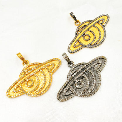 DP425. Diamond Silver Planet Shape Pendant