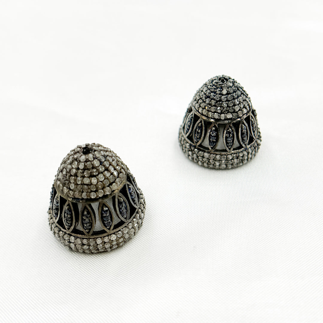 DC752. Diamond & Sterling Silver Bead Cap