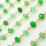 Load image into Gallery viewer, Chrysoprase Gemstone Faceted Rondels Wire Wrapped Chain
