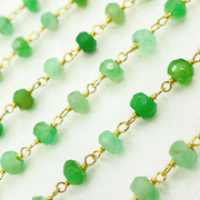 Chrysoprase Gemstone Faceted Rondels Wire Wrapped Chain