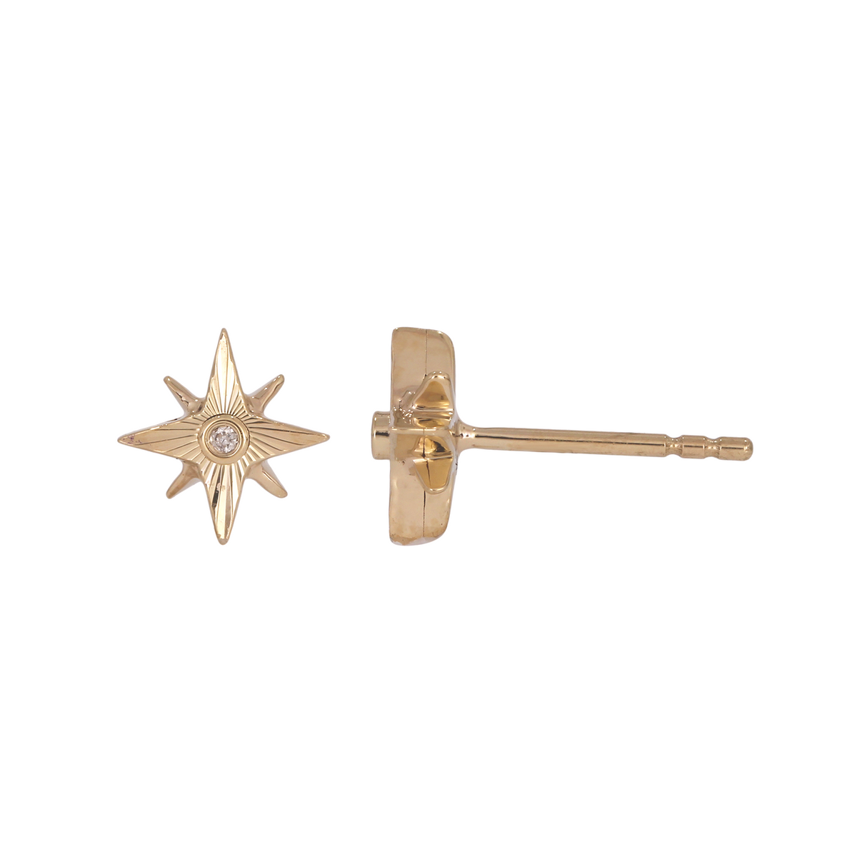Gold Diamond Star Stud Earrings