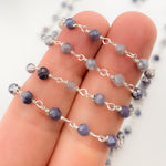 Load image into Gallery viewer, CQU51. Coated Blue Quartz Sterling Silver Wire Wrap Chain
