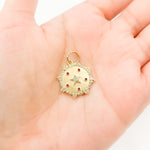 Load image into Gallery viewer, 14K Solid Gold Diamond Sun Shape Charm with Star in the Center in Gemstones. GDP547
