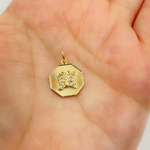 Load image into Gallery viewer, 14K Solid Gold Charm. Hexagon Pendant with Diamonds. GDP357
