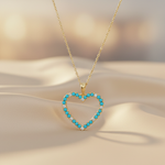 Load image into Gallery viewer, PHB38109TQ. 14K Solid Gold Diamond &amp; Turquoise Heart Pendant