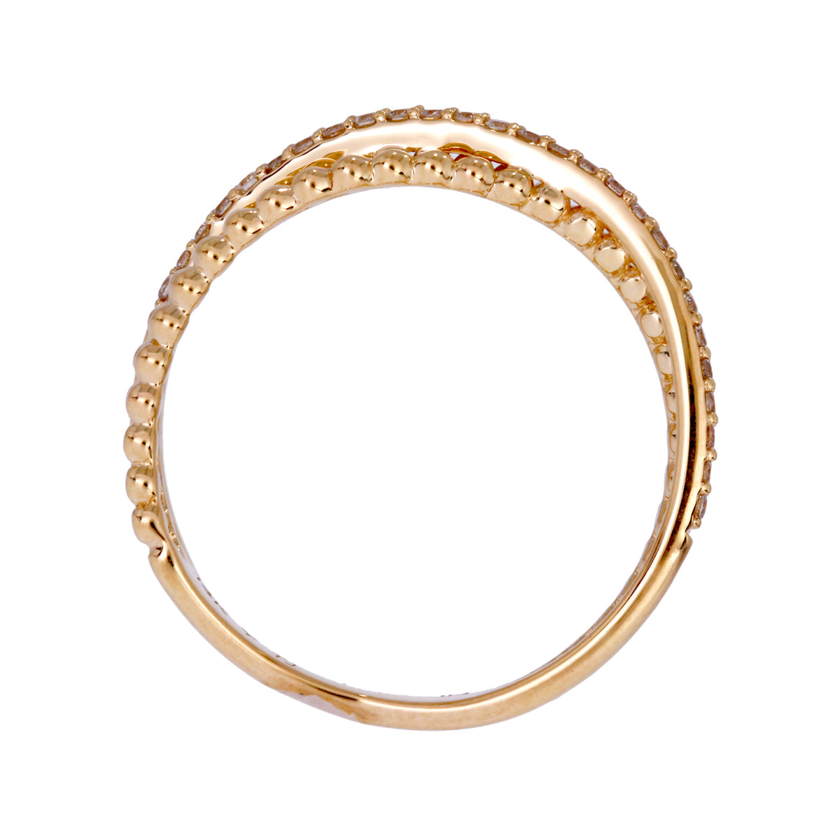 14K Solid Gold Diamond Triple Line Ring