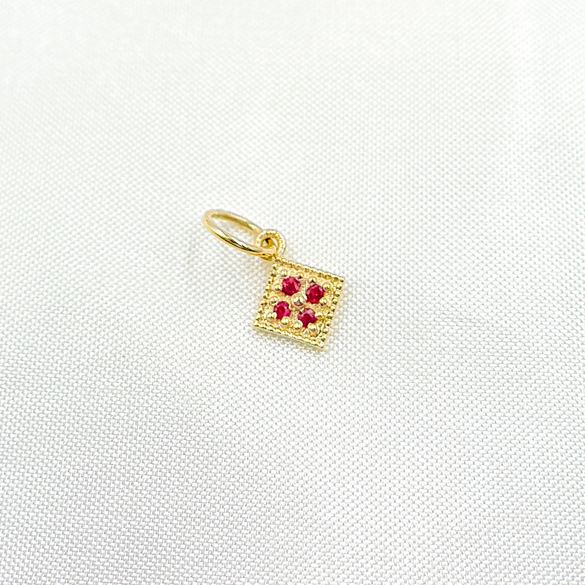GDP512. 14k Solid Gold Diamond Square Charm