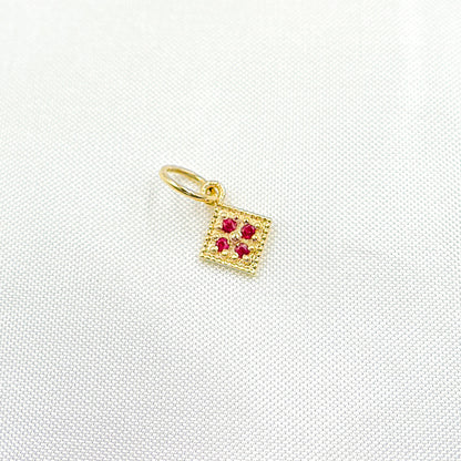 GDP512. 14k Solid Gold Diamond Square Charm