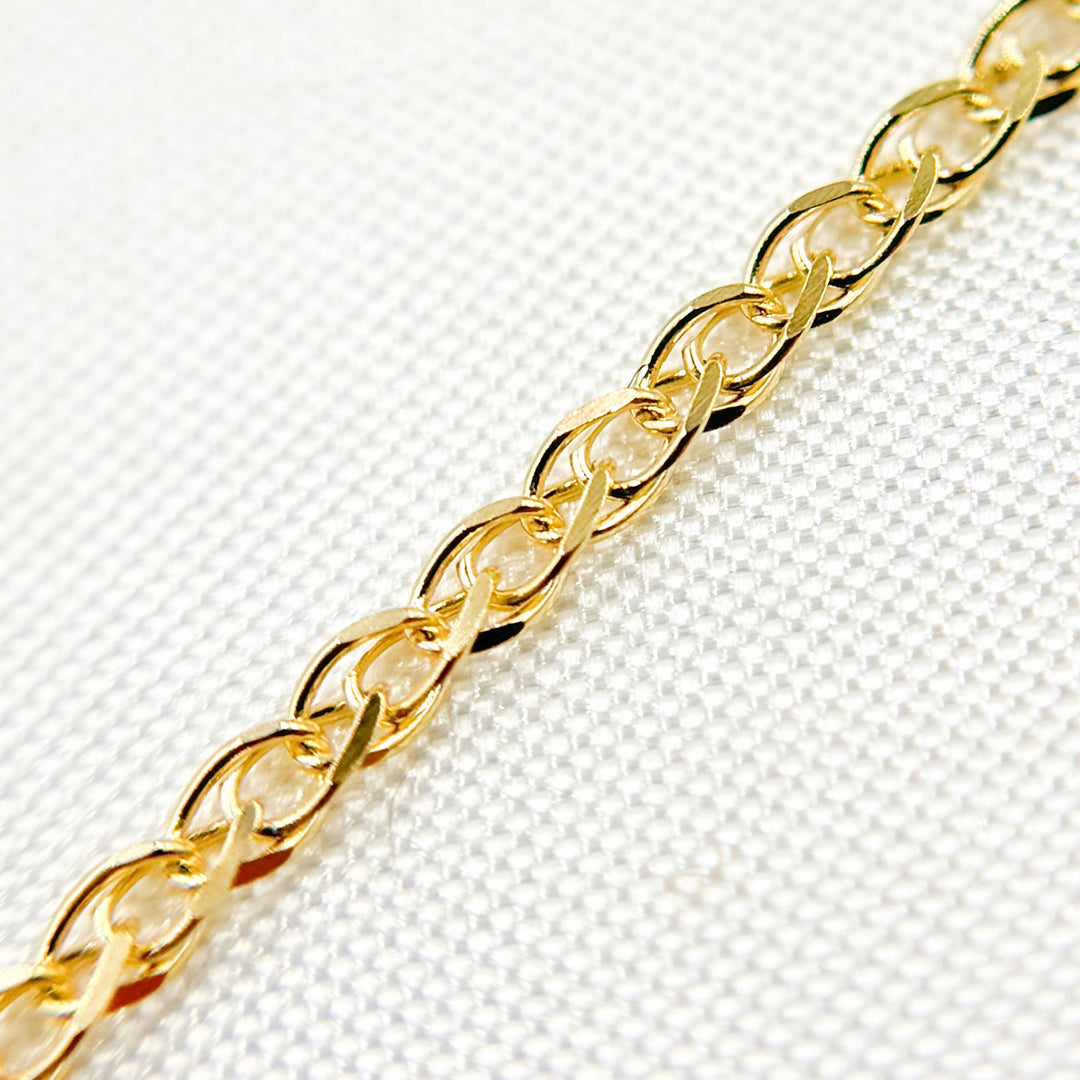 030SPLT4BYFT. 14K Solid Gold Wheat Chain by the Foot