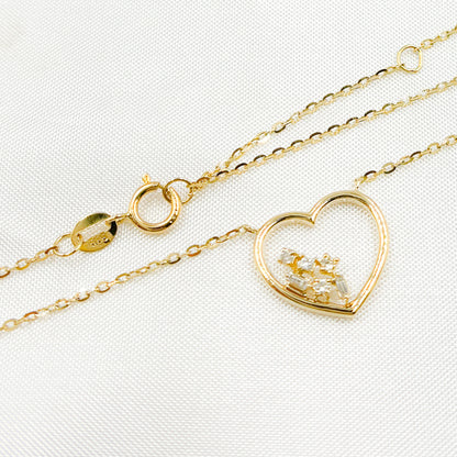 NT401188. 14k Solid Gold Diamond Heart Necklace
