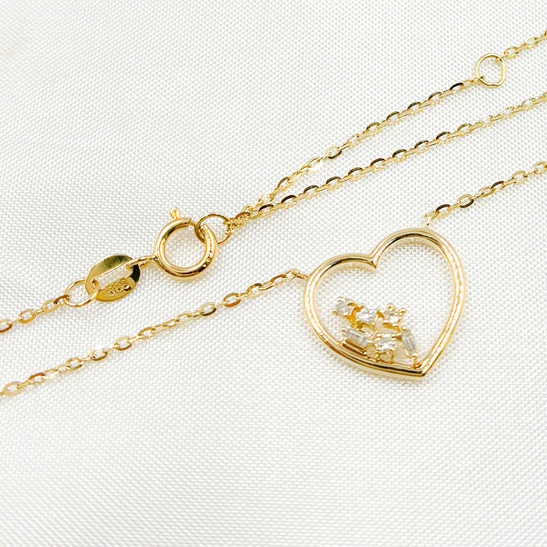 14k Solid Gold Diamond Heart Necklace. NT401188