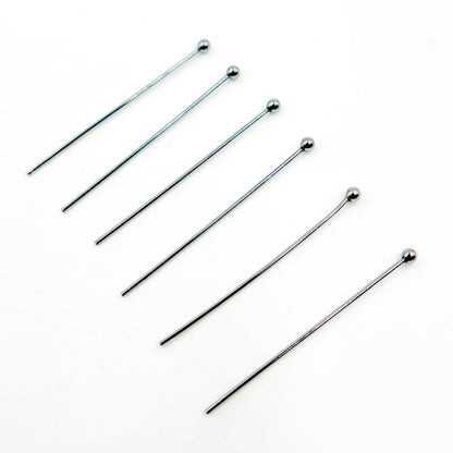 Gauge Black Rhodium Sterling Silver Ball 2 Inch Headpin