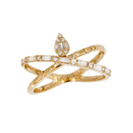 Load image into Gallery viewer, 14K Solid Gold Diamond and Baguette Cross Ring. DRN01772
