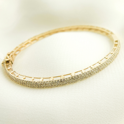 KG991. 14K Solid Gold Bangle with Diamonds
