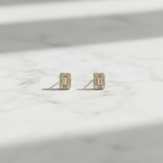 Load image into Gallery viewer, ER414694. 14K Solid Gold Diamond Baguette Stud Earrings