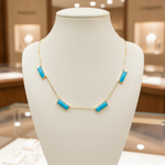 Load image into Gallery viewer, NFZ72631TQ. 14K Solid Gold Turquoise Bars Necklace