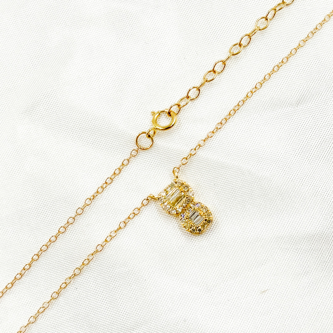 14K Solid Gold Diamond Necklace. NFD70903