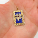 Load image into Gallery viewer, Gold Rectangle Clover Pendant