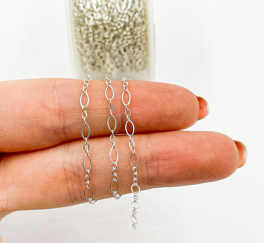 925 Sterling Silver 1 Oval & 3 Round Link Chain. 716SS