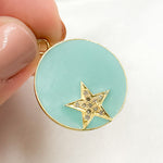 Load image into Gallery viewer, DP704A. Diamond Sterling Silver Round Star Enamel Pendant
