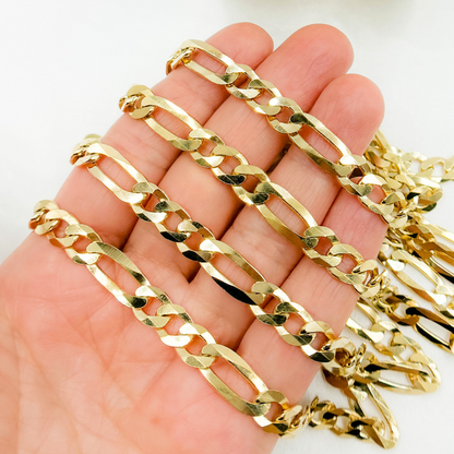 Gold Plated 925 Sterling Silver Flat Figaro Chain