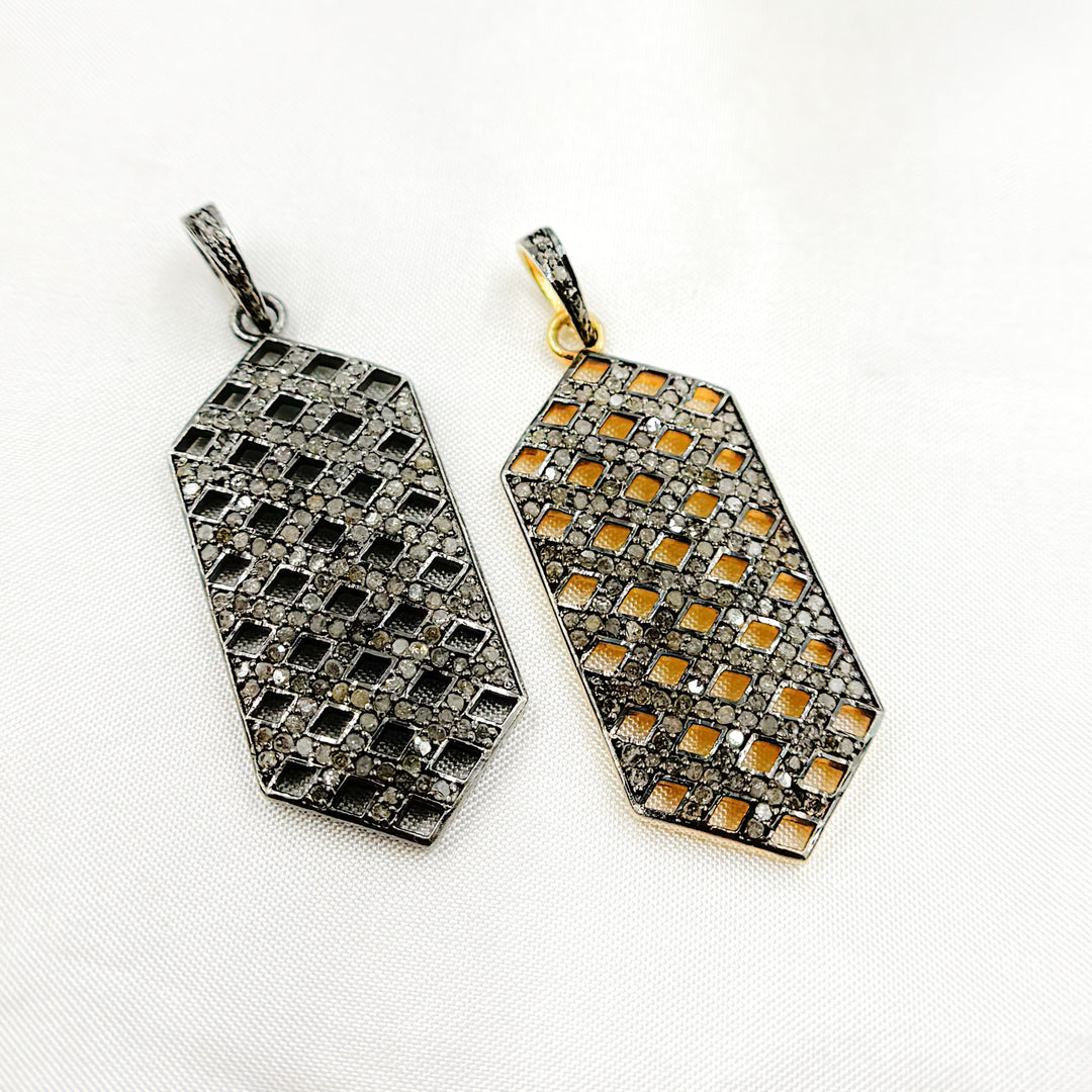 DP154. Diamond Sterling Silver Hexagon Pendant