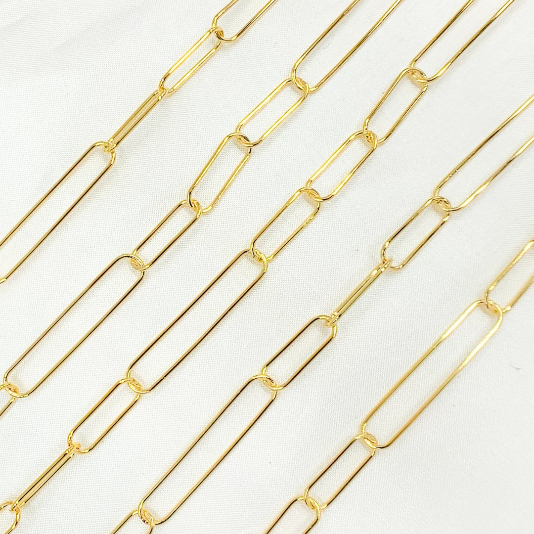 Gold Plated 925 Sterling Silver Smooth Paperclip Link Chains