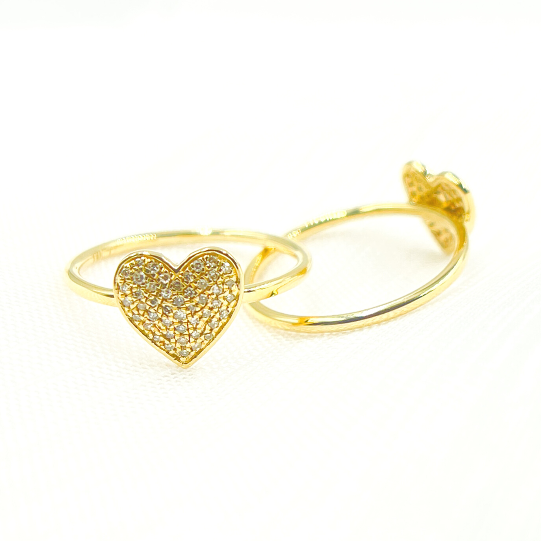 14K Solid Gold Diamond Heart Ring. RFB16832