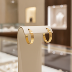 Load image into Gallery viewer, 15850015641. 14K Solid Gold Ribbed Round Hollow Hoop Earrings