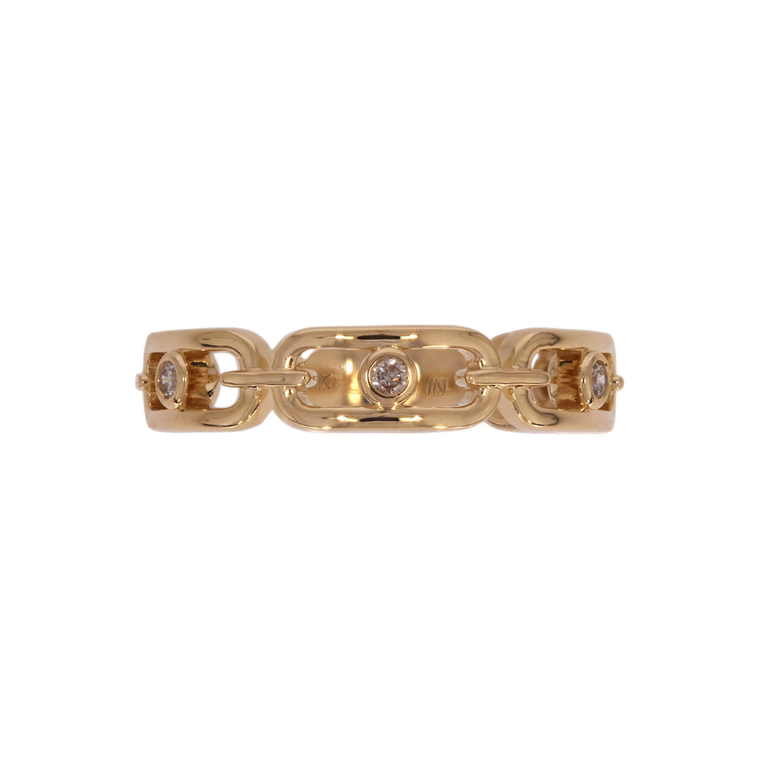 RFA19540. 14k Solid Gold Diamond Chain Ring