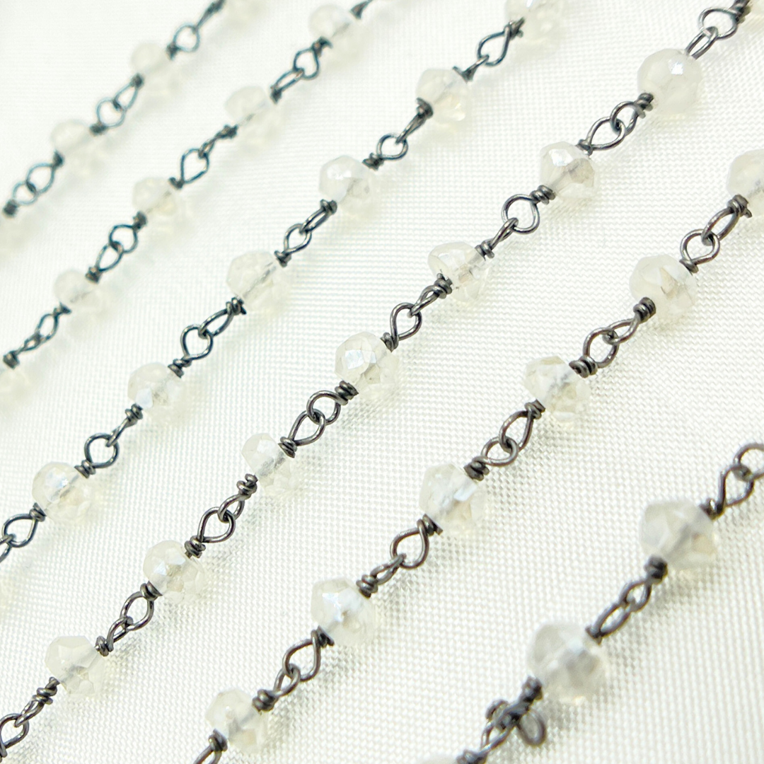 Coated White Topaz Wire Wrap Chain.