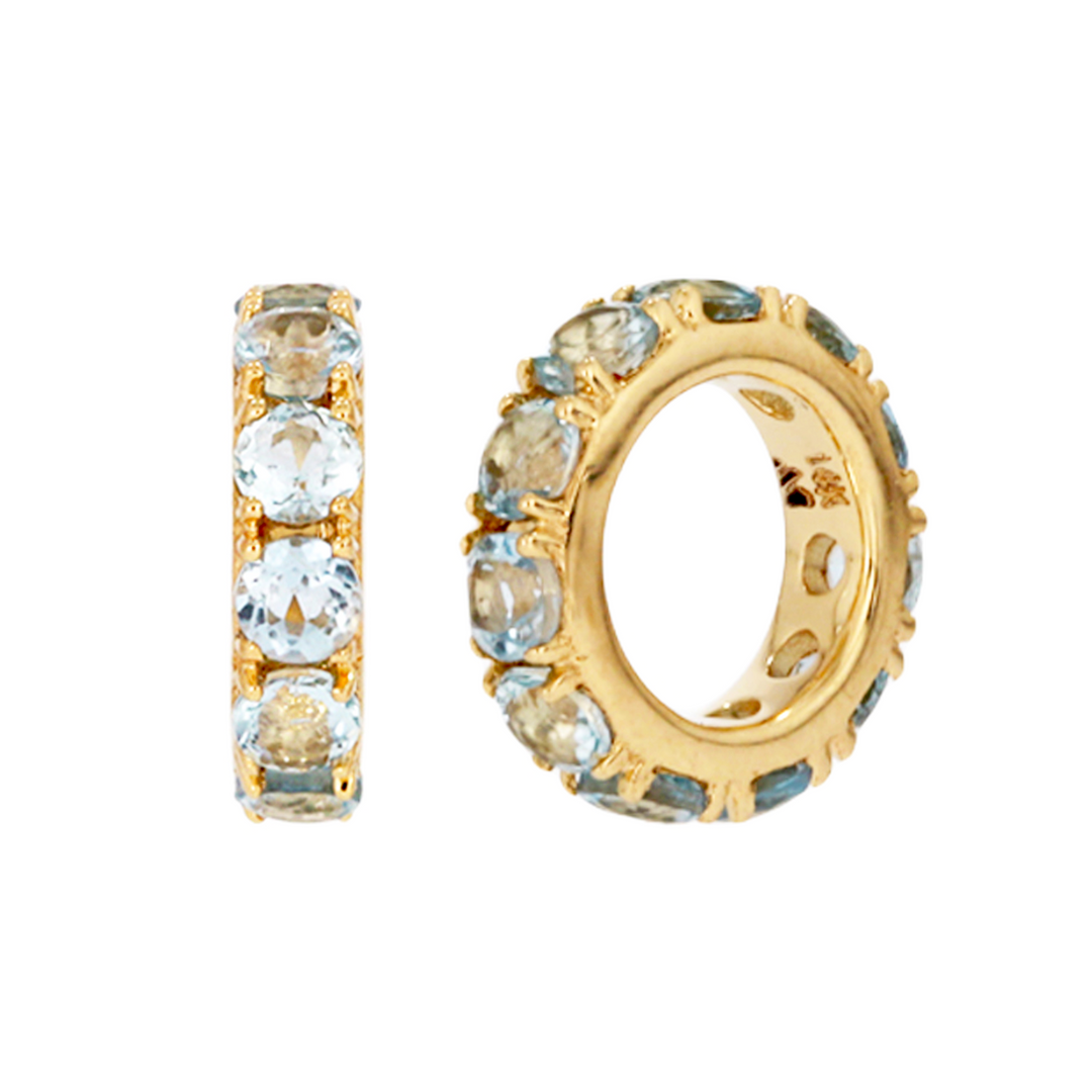 CMZ00096N. 14K Solid Gold Natural Gemstone Round Ring Slider