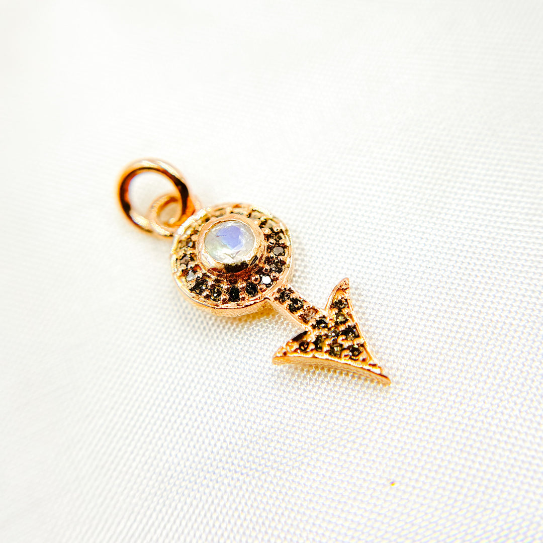 DC364. Diamond Silver Arrow Mini Charm with Gemstone