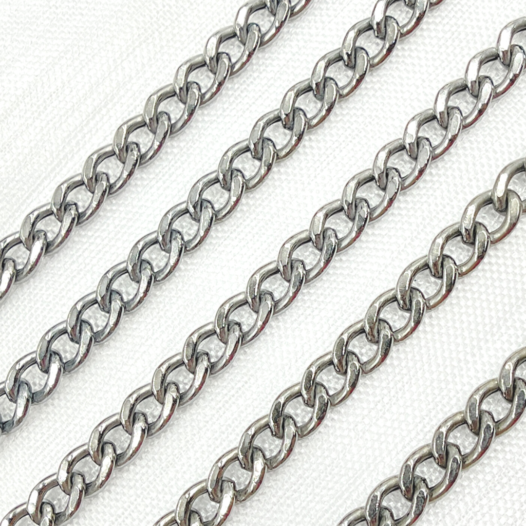 V44OX. Oxidized Sterling Silver Curb Link Chain